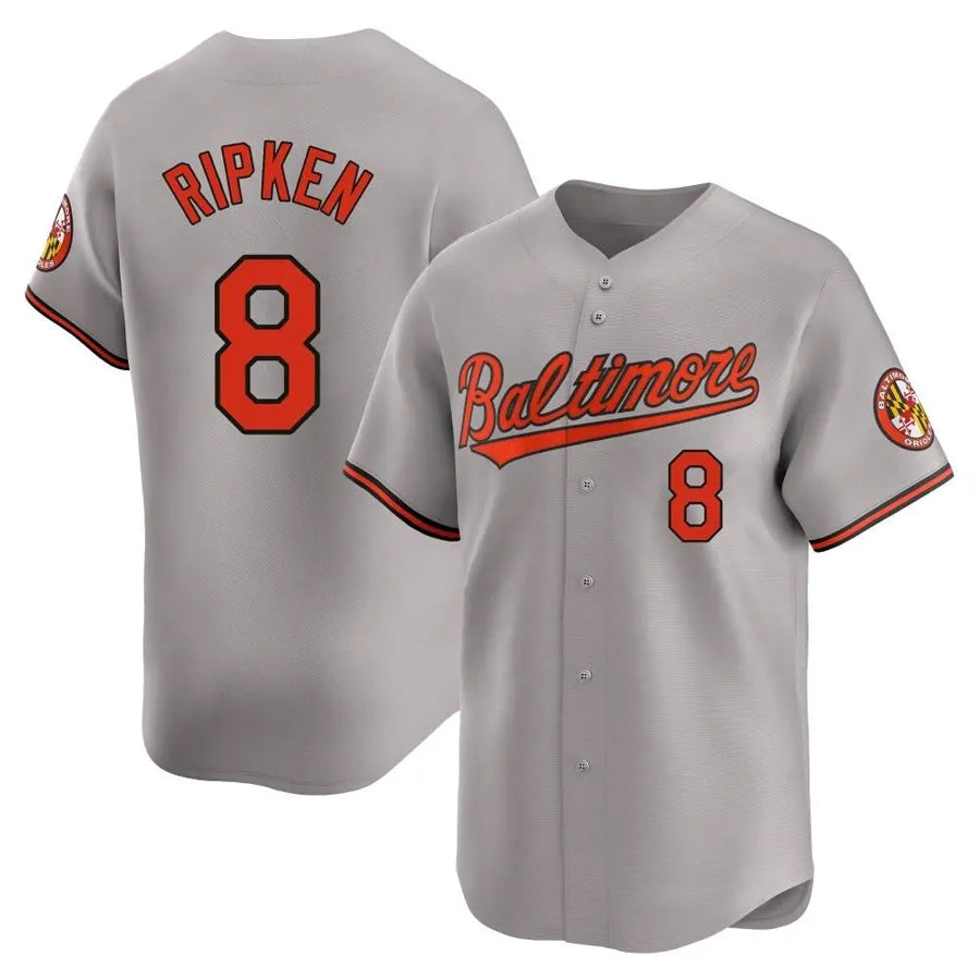 B.Orioles #8 Cal Ripken Jr. Player Gray Limited Road Baseball Jerseys
