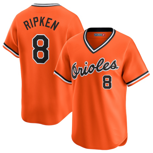 B.Orioles #8 Cal Ripken Jr. Player Orange Throwback Cooperstown Limited Baseball Jerseys