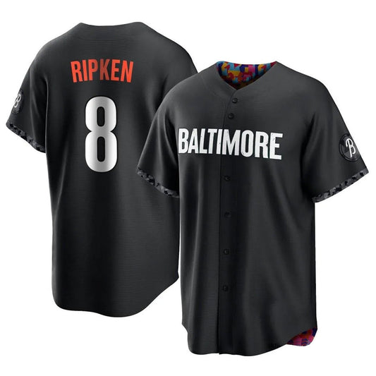 B.Orioles #8 Cal Ripken Jr. Player Replica Black City Connect Baseball Jerseys
