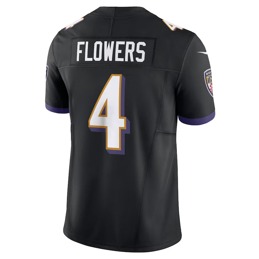 B.Ravens #4 Zay Flowers Player Vapor F.U.S.E. Limited Black Football Jerseys