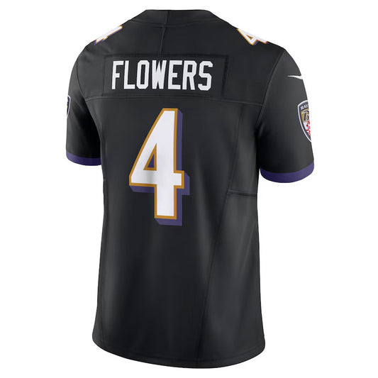 B.Ravens #4 Zay Flowers Player Vapor F.U.S.E. Limited Black Football Jerseys