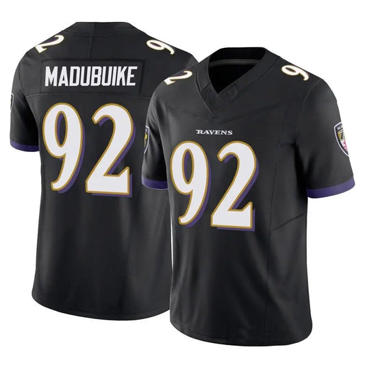 B.Ravens #92 Justin Madubuike Player Black Vapor F.U.S.E. Limited Football Jerseys
