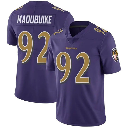 B.Ravens #92 Justin Madubuike Player Vapor F.U.S.E. Limited Purple Football Jerseys
