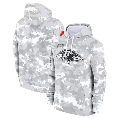B.Ravens Player Military Hoodie Arctic Camo Salute To Service Football Jerseys