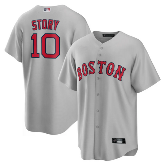 B.Red Sox #10 Trevor Story Player Gray Replica Game Baseball Jerseys