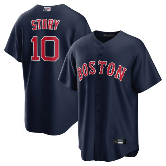 B.Red Sox #10 Trevor Story Player Navy Replica Game Baseball Jerseys