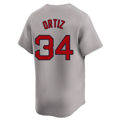B.Red Sox #34 David Ortiz Player Gray Vapor Limited Home Game Baseball Jerseys