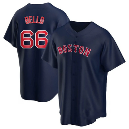 B.Red Sox #66 Brayan Bello Player Navy Home Replica Game Baseball Jerseys