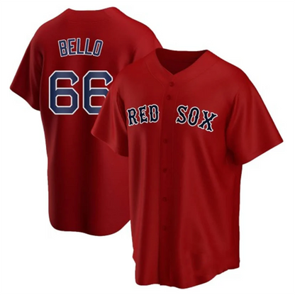 B.Red Sox #66 Brayan Bello Player Red Home Replica Game Baseball Jerseys