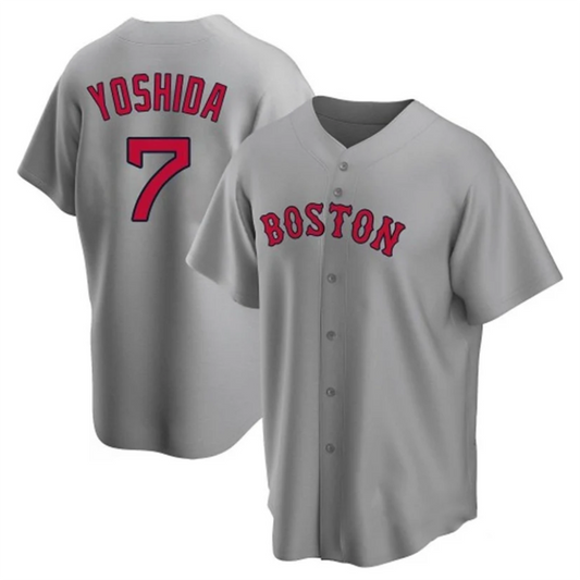 B.Red Sox #7 Masataka Yoshida Player Home Replica Gray Baseball Jerseys