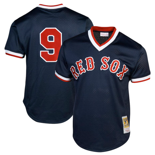 B.Red Sox #9 Ted Williams Player Mitchell & Ness Navy Cooperstown Collection Baseball Jerseys