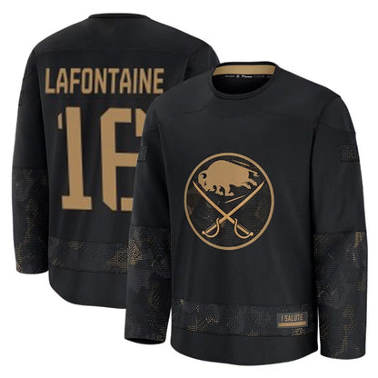 B.Sabres #16 Pat LaFontaine Player Fanatics Home Breakaway Black Hockey Jerseys