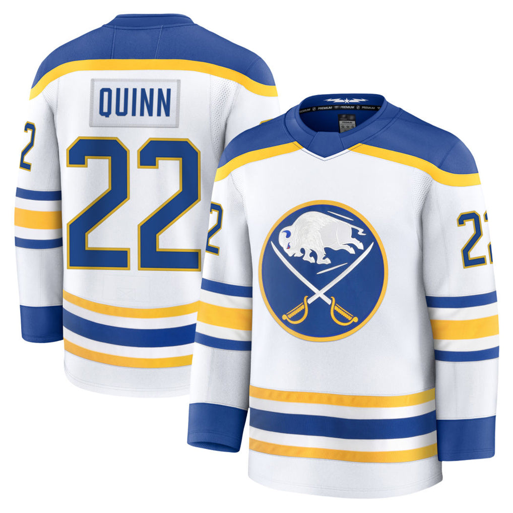 B.Sabres #22 Jack Quinn Player Fanatics Home Premium White Hockey Jerseys