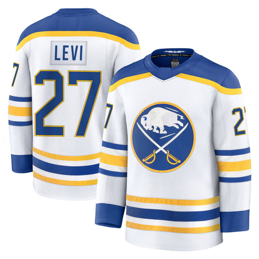 B.Sabres #27 Devon Levi Player  Fanatics Premium White Home Hockey Jerseys