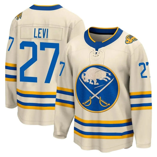B.Sabres #27 Devon Levi Player Heritage Classic Cream Breakaway Hockey Jerseys