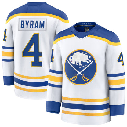 B.Sabres #4 Bowen Byram Player Fanatics Premium Home White Hockey Jerseys