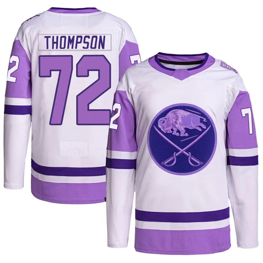 B.Sabres #72 Tage Thompson Player Fanatics Fights Cancer Hockey Jerseys