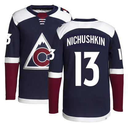 C.Avalanche #13 Valeri Nichushkin Player Fanatics Alternate Premium Navy Hockey Jerseys