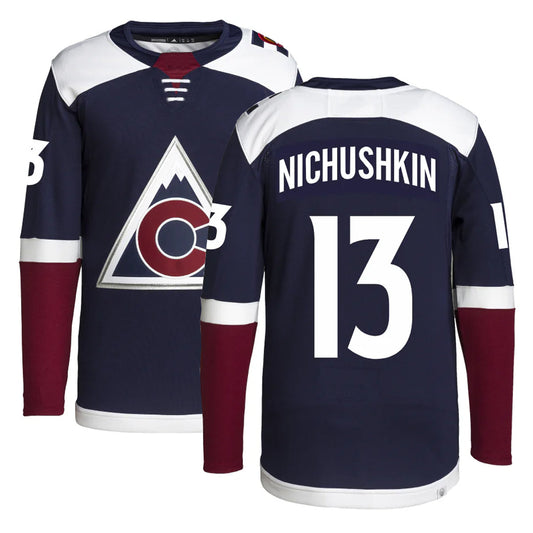 C.Avalanche #13 Valeri Nichushkin Player Fanatics Alternate Premium Navy Hockey Jerseys