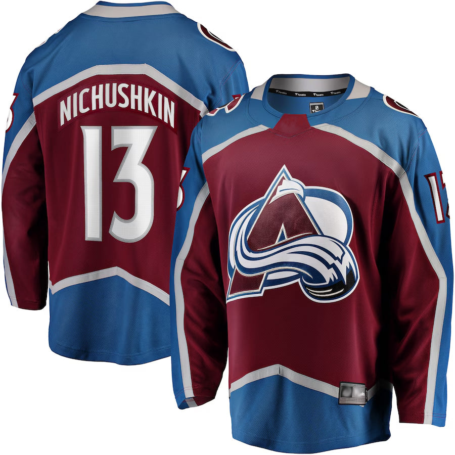 C.Avalanche #13 Valeri Nichushkin Player Fanatics Breakaway Burgundy Hockey Jerseys