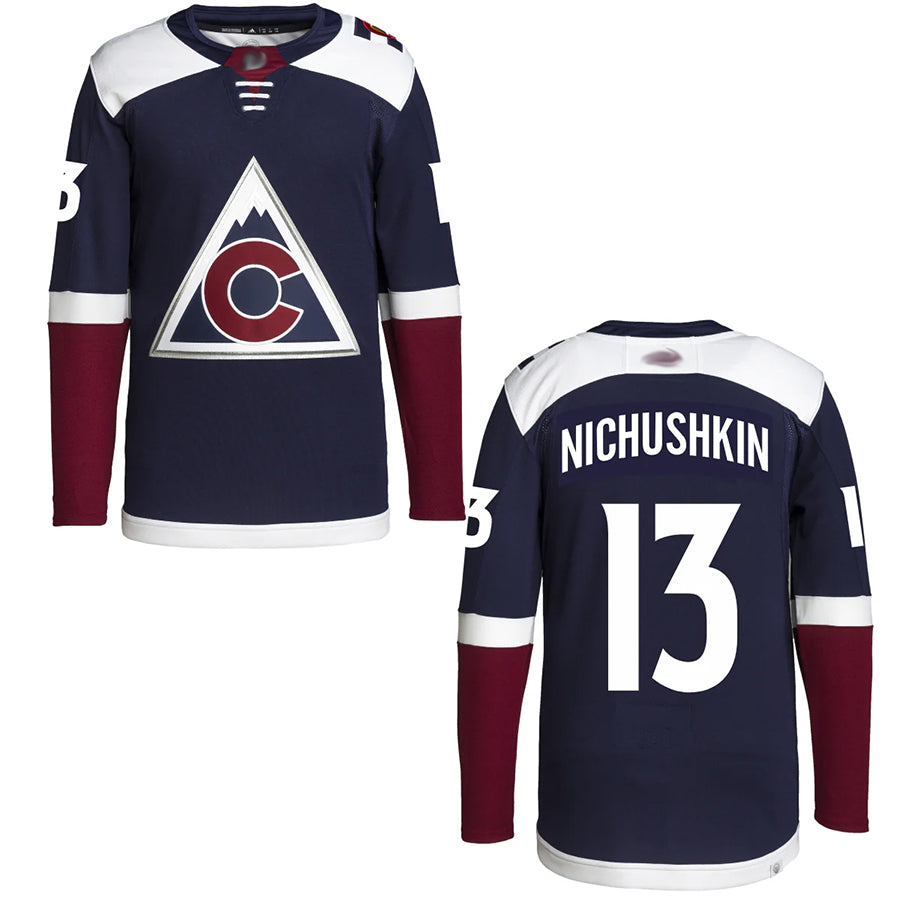 C.Avalanche #13 Valeri Nichushkin Player Navy Premium Home Hockey Jerseys