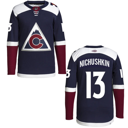 C.Avalanche #13 Valeri Nichushkin Player Navy Premium Home Hockey Jerseys