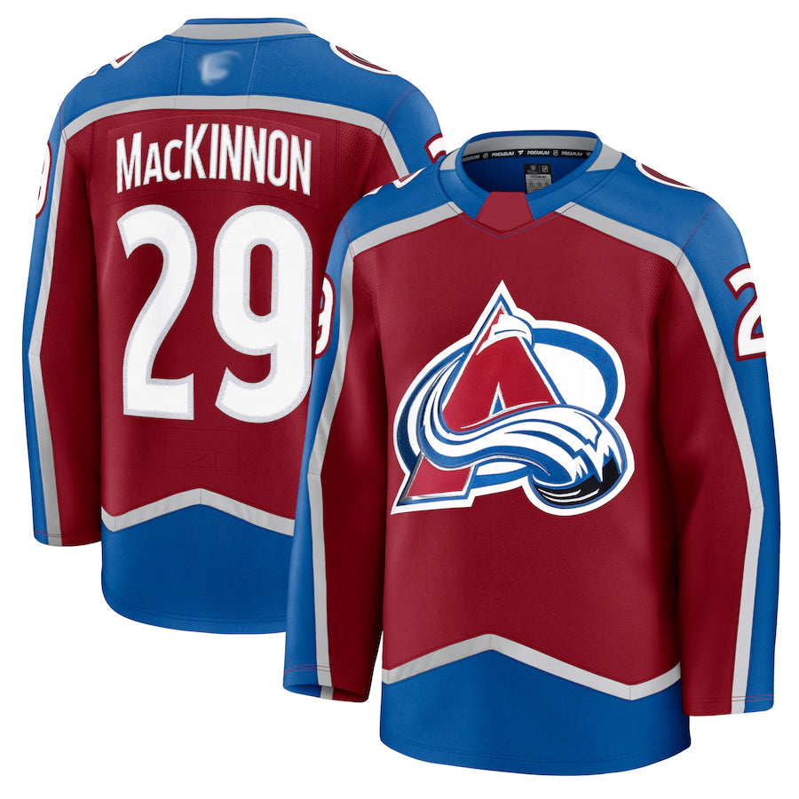 C.Avalanche #29 Nathan MacKinnon Player Fanatics Home Premium Burgundy Hockey Jerseys