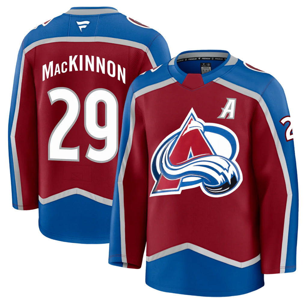 C.Avalanche #29 Nathan Mackinnon (A) Player Red Premium Home Game Hockey Jerseys