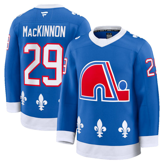 C.Avalanche #29 Nathan Mackinnon Player Fanatics Blue Heritage Premium Hockey Jerseys