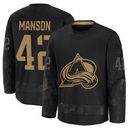 C.Avalanche #42 Josh Manson Player Black Premium Military Appreciation Hockey Jerseys