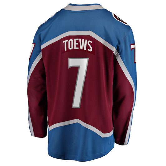 C.Avalanche #7 Devon Toews Player Burgundy Fanatics Home Game Hockey Jerseys
