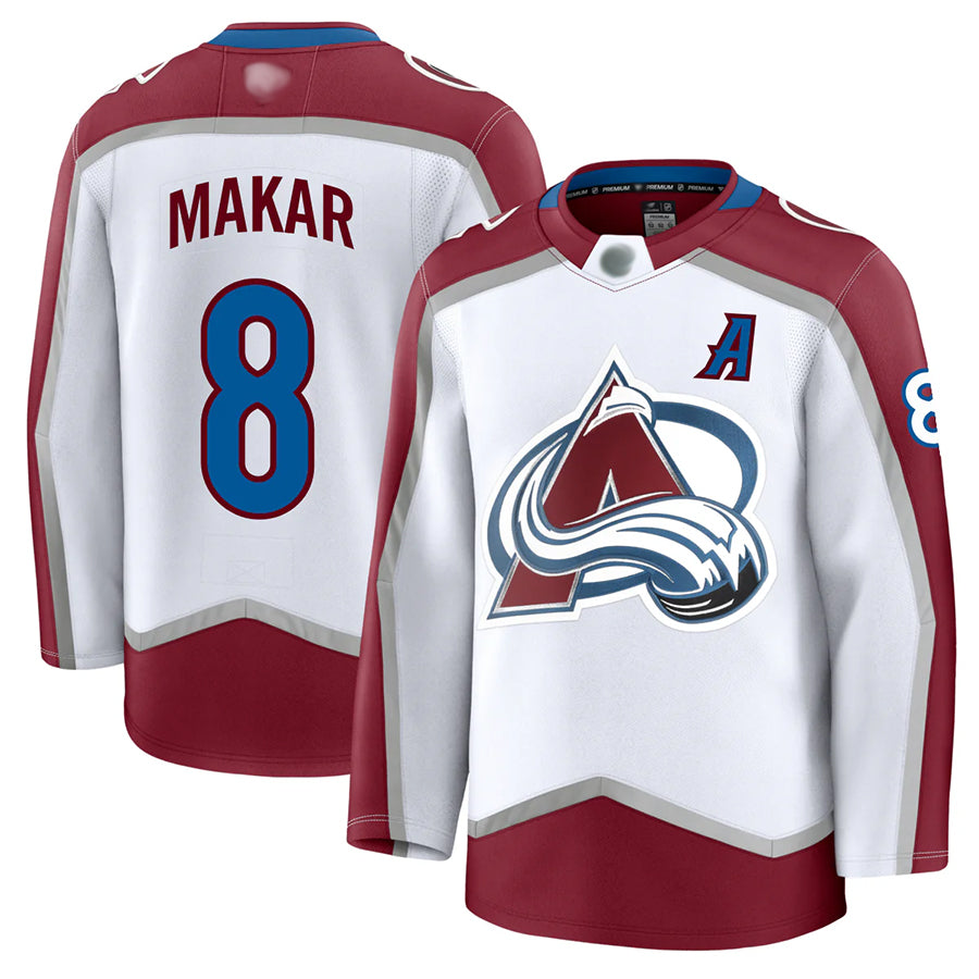 C.Avalanche #8 Cale Makar Player Fanatics White Premium Hockey Jerseys