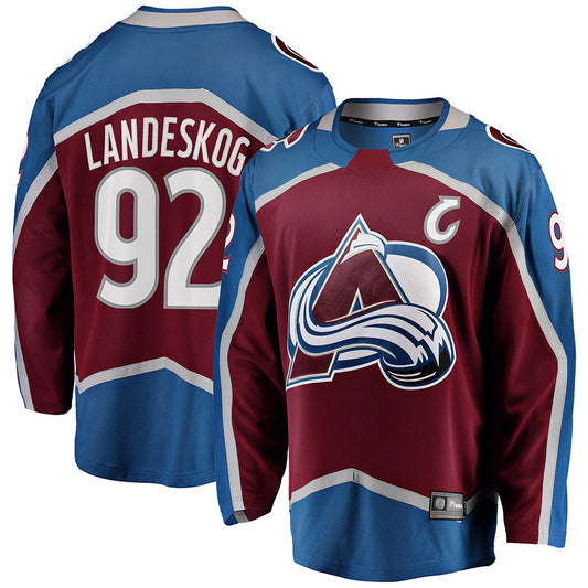 C.Avalanche #92 Gabriel Landeskog Player Fanatics  Home Burgundy Hockey Jerseys