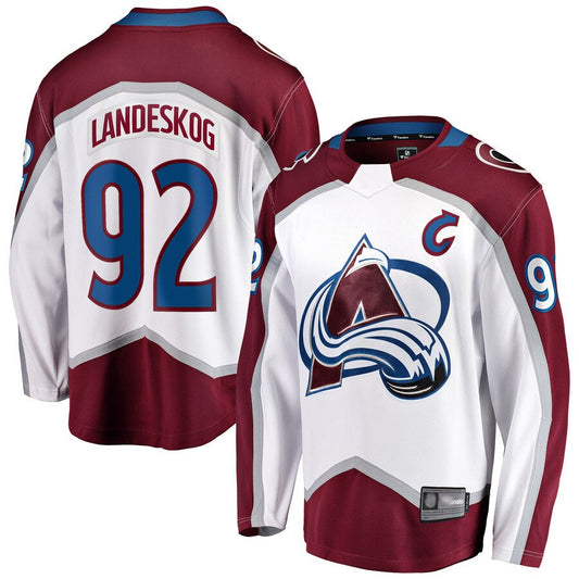 C.Avalanche #92 Gabriel Landeskog Player Fanatics  Premier Breakaway White Hockey Jerseys