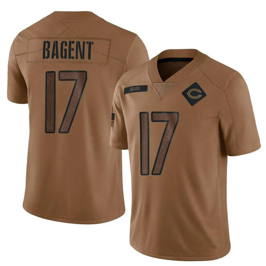 C.Bears #17 Tyson Bagent Player Limited Brown Salute To Service Football Jerseys