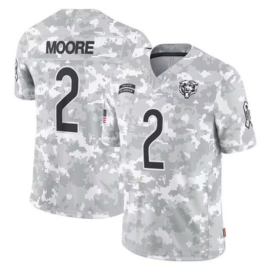 C.Bears #2 D.J. Moore Player White Arctic Camo Salute to Service Limited Football Jerseys