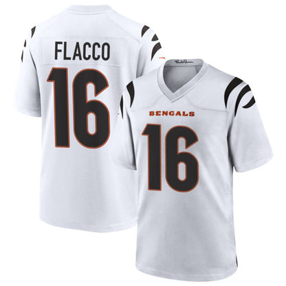 C.Bengals #16 Joe Flacco Player White Home Game Football Jerseys