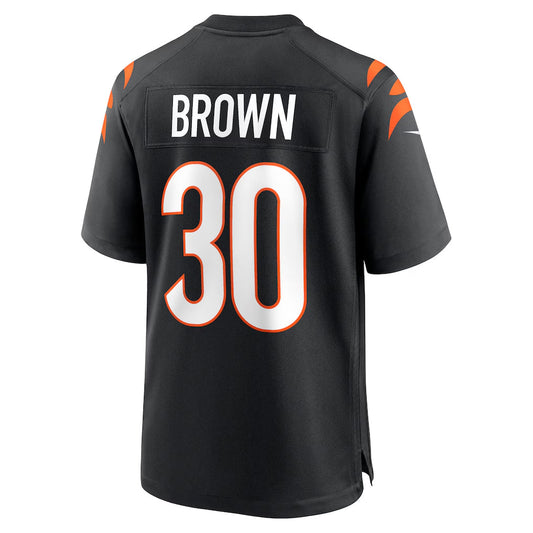 C.Bengals #30 Chase Brown Player Black Home Game Football Jerseys