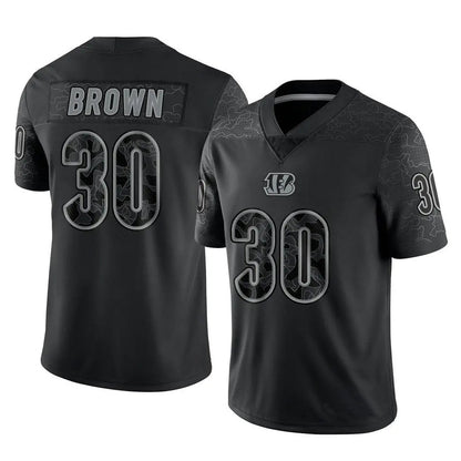 C.Bengals #30 Chase Brown Player Black RFLCTV Limited Football Jerseys