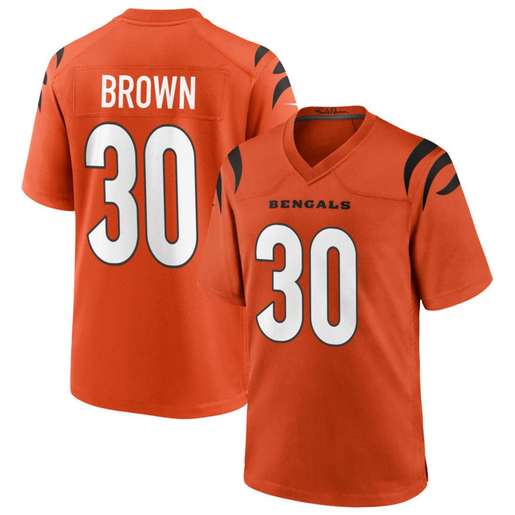 C.Bengals #30 Chase Brown Player Oramge Home Game Football Jerseys