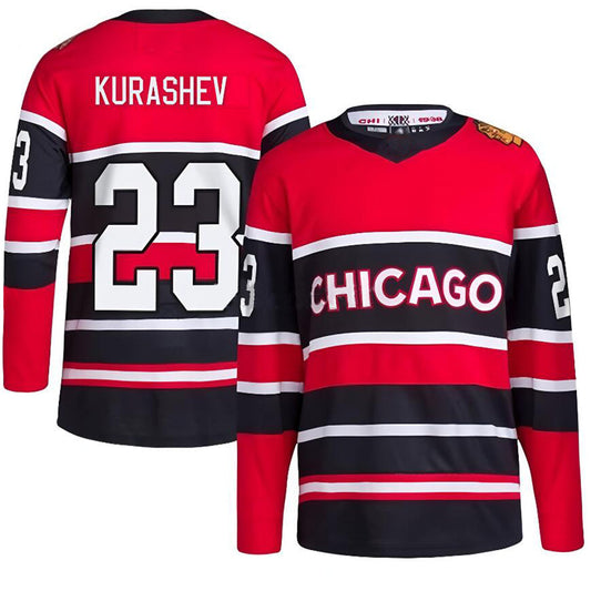C.Blackhawks #23 Philipp Kurashev Player Fanatics Red Special Edition 2.0 Breakaway Hockey Jerseys