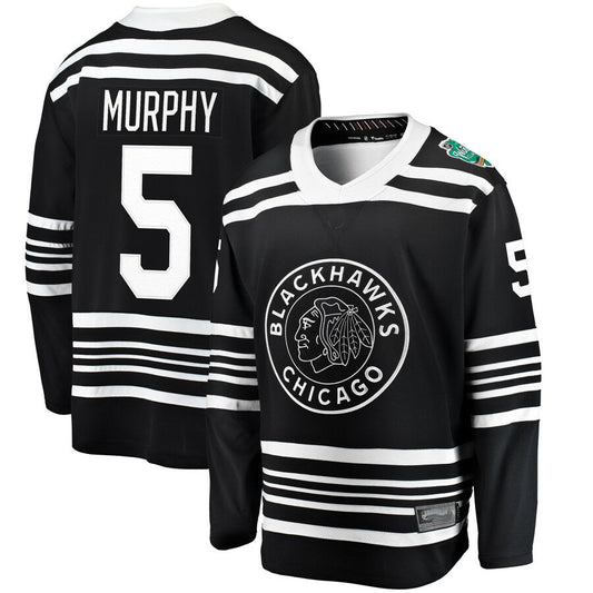 C.Blackhawks #5 Connor Murphy Player Fanatics Classic Replica Black Hockey Jerseys