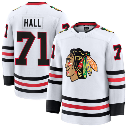 C.Blackhawks #71 Taylor Hall Player Fanatics Home Premium White Hockey Jerseys