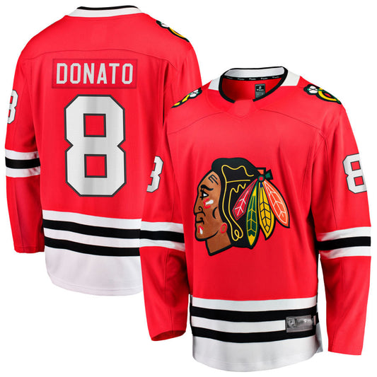 C.Blackhawks #8 Ryan Donato Player Fanatics Red Home Breakaway Hockey Jerseys