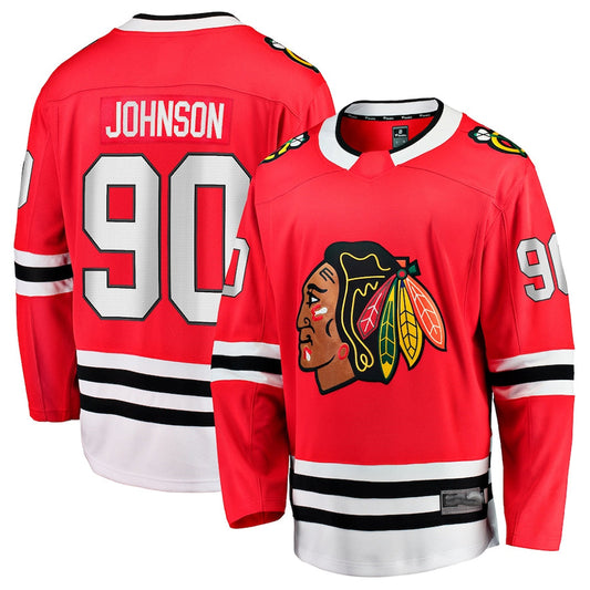 C.Blackhawks #90 Tyler Johnson Player Fanatics Home Team Breakaway Red Hockey Jerseys