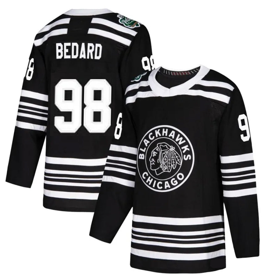 C.Blackhawks #98 Connor Bedard Player Fanatics Black Alternate Breakaway Hockey Jerseys