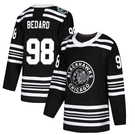 C.Blackhawks #98 Connor Bedard Player Fanatics Black Alternate Breakaway Hockey Jerseys