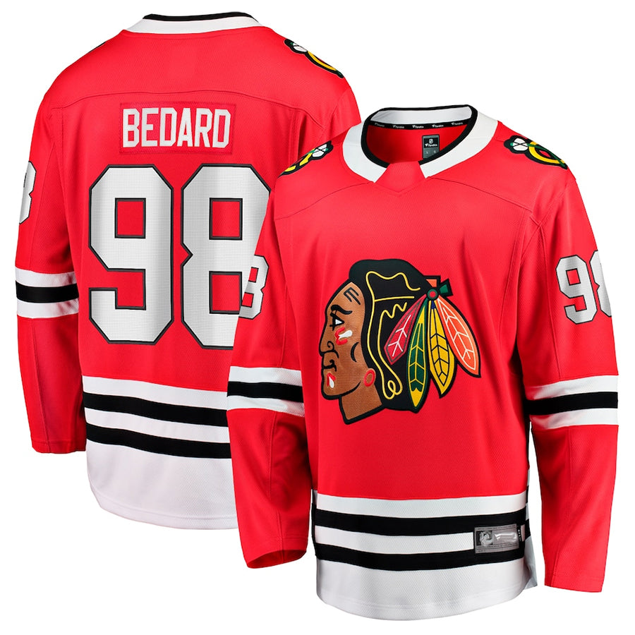 C.Blackhawks #98 Connor Bedard Player Fanatics Home Breakaway Red Hockey Jerseys