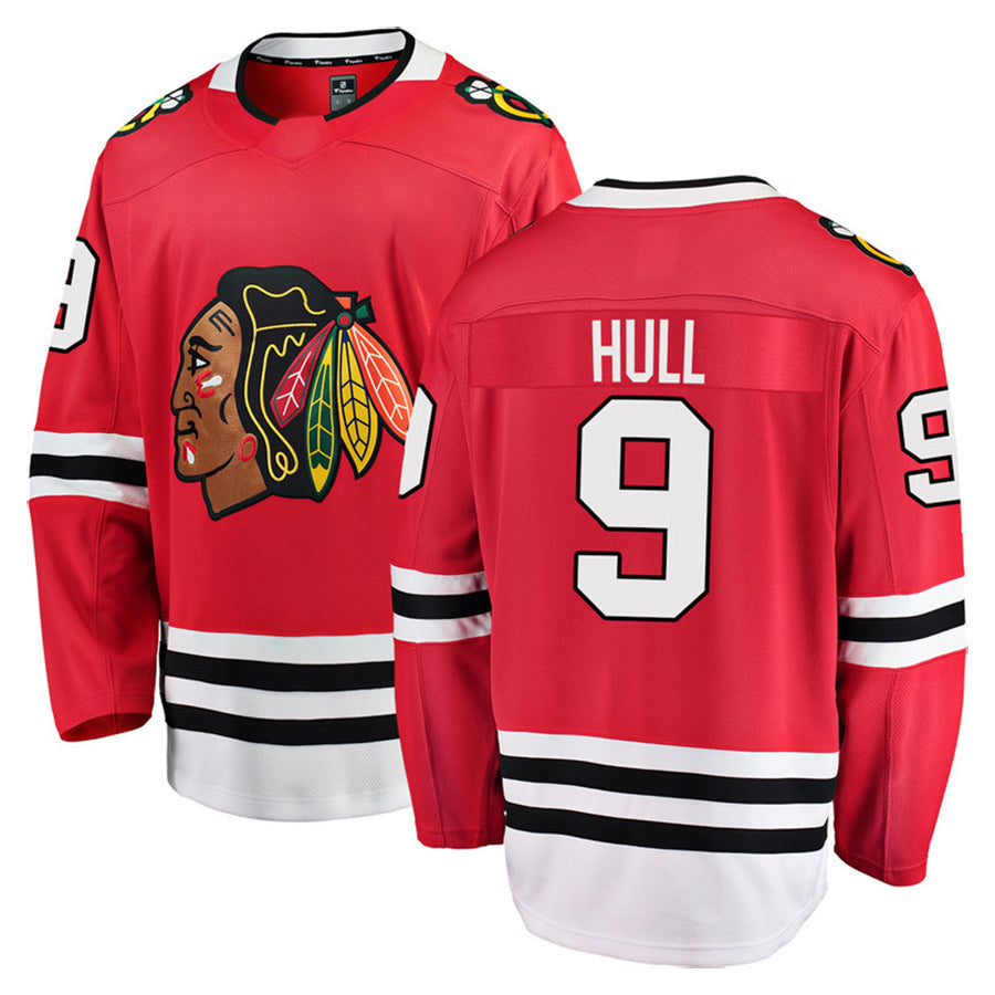 C.Blackhawks #9 Bobby Hull Player Fanatics Home Breakaway Red Hockey Jerseys