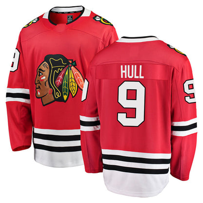 C.Blackhawks #9 Bobby Hull Player Fanatics Home Breakaway Red Hockey Jerseys